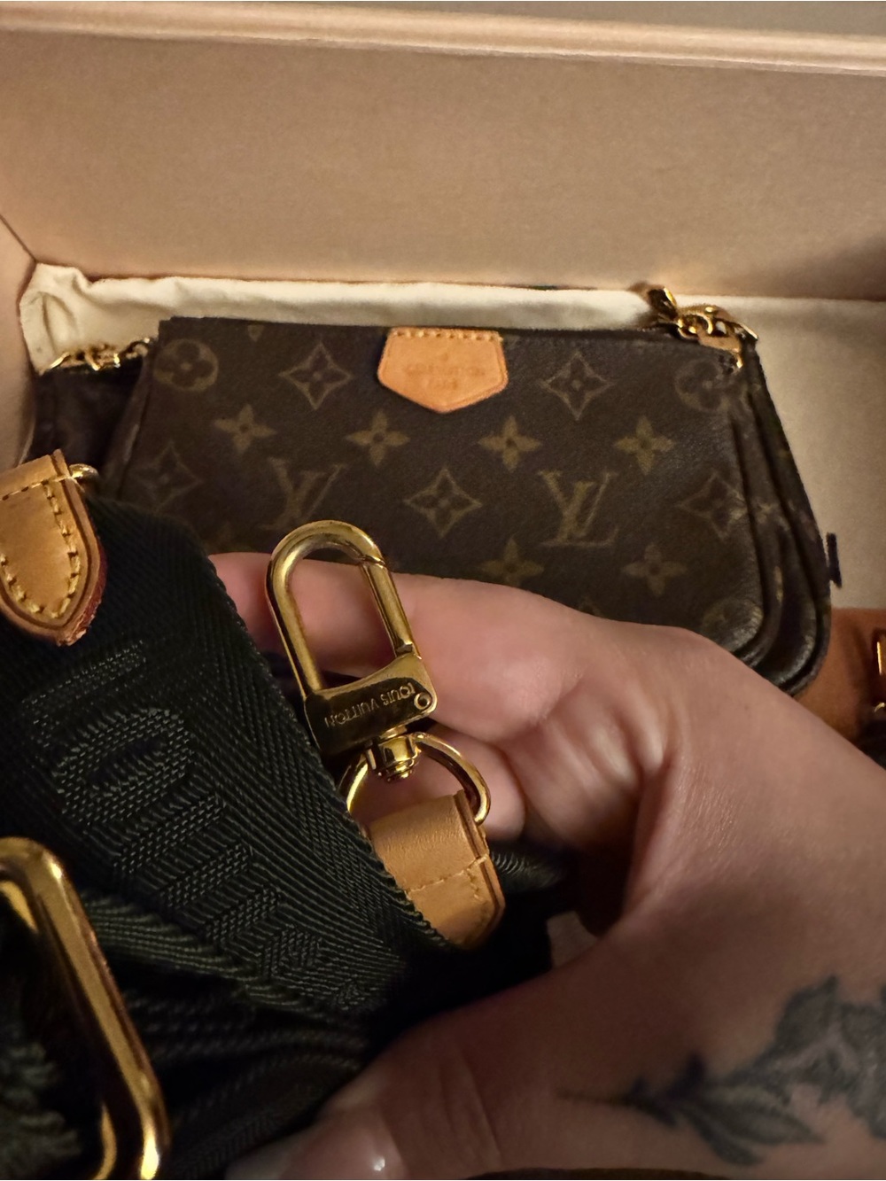 Louis Vuitton Monogram Canvas Multi-Pochette with Olive Green Strap - Picture 8 of 9